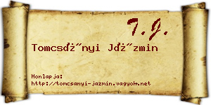 Tomcsányi Jázmin névjegykártya